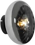 QAZQA Art Deco Wandleuchte Schwarz mit Rauchglas Ayesha