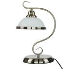 EASYLIGHT Tischlampe 40 cm Hoch Metall Glas In Bronze Antik Wei&szlig; E27 Jugendstil