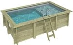 ALTANKA Holzpool Aqua 4,65x2,85 H&ouml;he 1,24 m GRAU mit Liegefl&auml;che mit