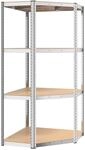 vidaXL Eckregal mit 4 B&ouml;den Silbern Stahl & Holzwerkstoff 152851