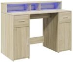 vidaXL LED-Schreibtisch Sonoma-Eiche 120x55x91 cm Holzwerkstoff 3309413