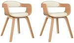 vidaXL Esszimmerst&uuml;hle 2 Stk Creme Bugholz und Kunstleder 3092380