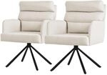 ML-Design Esszimmerst&uuml;hle Drehbar 2Er Set Beige Arm R&uuml;ckenlehne Auto-Position