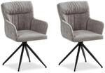 Homestyle4u 2er Set Polsterst&uuml;hle Drehbar in Grau 2847