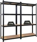 PROREGAL 2X Schwerlastregal Gorilla HxBxT 160x80x40cm Fachlast 175kg Schwarz