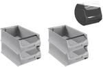 SuperSparSet 4 x Graue Sichtlagerbox 5.1 Mit Griffstange und Abdeckung HxBxT 20...