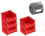SparSet 5 x Rote Sichtlagerbox 1.0 Mit Abdeckung HxBxT 6 x 10 x 10 cm 0,4 Liter
