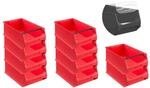 SparSet 10 x Rote Sichtlagerbox 5.1 Mit Griffstange und Abdeckung HxBxT 20 x 30...