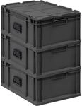 PROREGAL Supersparset 3x Eurobox Nextgen Portable HxBxT 23,5x40x60cm 44 Liter Schwarz