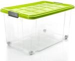 BigDean 2 St&uuml;ck 60 L Aufbewahrungsbox mit Deckel Gro&szlig; Limegr&uuml;n Stapelbare...