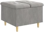 vidaXL Aufbewahrungsottomane mit Kissen Hellgrau 60 x 60 x 45 cm Samt 876825