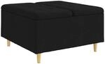vidaXL Aufbewahrungsottomane mit Kissen Schwarz 80 x 80 x 45 cm Stoff 876835