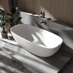 Bernstein Freistehende Badewanne OCEAN STONE Mineralguss Wei&szlig; Matt 180x87