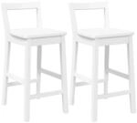 vidaXL Barhocker 2 Stk Wei&szlig; Massivholz Gummibaum 4102590