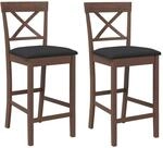 vidaXL Barhocker mit Kissen 2 Stk Braun Massivholz Gummibaum 4102548
