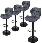 ML-Design Barhocker 4Er Set Kunstleder Anthrazit R&uuml;ckenlehne Drehbar