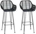 vidaXL Barstuhl 2 Stk Schwarz 55 x 52 x 105 cm Rattan und Eisen 42011555