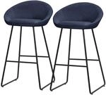 ML-Design Barhocker 2Er Set Dunkelblau mit Stoffbezug 75 cm Hoch