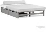 Homestyle4u Holzbett Jugendbett Palettenbett 140x200 mit Matratze 2 Bettk&auml;sten Grau