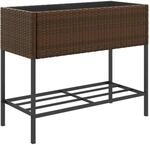 vidaXL Pflanzk&uuml;bel mit Ablage Braun Poly Rattan 366385
