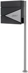 ML-Design Standbriefkasten Anthrazit-Silber mit Zeitungsfach mit Pfosten 120cm