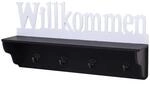 MCW Wandgarderobe D41 Willkommen 4 Haken Schwarz/wei&szlig;