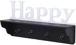 MCW Wandgarderobe D41 Happy 4 Haken Schwarz/wei&szlig;