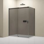 Bernstein Eckdusche mit Schiebet&uuml;r NT806 FLEX Graues Glas Schwarz Matt 8mm 90cm