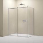 Bernstein Eckdusche mit Schiebet&uuml;r NT806 FLEX Klarglas Chrom 8mm 80cm Seitenwand