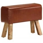 vidaXL Sitzbank Turnbock-Design 58cm Braun Echtleder Mango Massivholz Modell 1