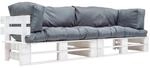 vidaXL 2-Tlg Garten-Palettensofa-Set Kissen in Grau Kiefernholz 277385