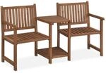 Relaxdays Gartenbank mit Tisch Tannenholz Braun F&uuml;r 2 Personen 86 cm x 161 cm x 61