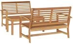 vidaXL Gartensofa-Set 3 Stk Natur Massivholz Teak 3356855