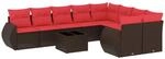 vidaXL 10-Tlg Gartensofa-Set mit Kissen Braun Polyrattan 3221853