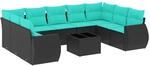 vidaXL 10-Tlg Gartensofa-Set mit Kissen Schwarzes Polyrattan 3221806