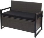 MCW Poly-Rattan 2er Sitzbank F39 Grau Kissen Schwarz