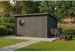 Alpholz Holz-Gartenhaus Maria Rondo B 400x320cm Impr&auml;gniert Grau 34mm Wandst&auml;rke