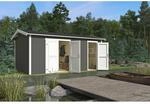 Lasita Holz-Gartenhaus Tuvalu XL Satteldach Grau-Gr&uuml;n Lasiert 500 cm x 300 cm