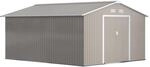Outsunny Ger&auml;tehaus mit Pultdach Stahl Hellgrau 340L x 386B x 200H cm
