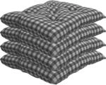 NYVI Stuhlkissen f&uuml;r Gartenst&uuml;hle 38x38 cm 4er Set Grau Kariert