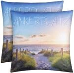 Bestlivings Outdoor Kissen mit Strandmotiv Ankerplatz 2 St&uuml;ck 2er Pack