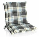 Beautissu 2er Set Sunny BK Niedriglehner Auflagen 100x50 cm in Blau Kariert