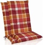 Beautissu 2er Set Hochlehner Auflagen Set 120x50 cm Polster Rot Kariert