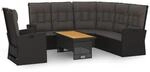 vidaXL 3-tlg Garten-Lounge-Set mit Kissen Schwarz Poly Rattan Modell 11