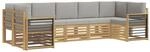 vidaXL Ecksofa Set 7 Stk Wei&szlig; und Hellgrau 304 x 128,5 x 73 cm 3392446