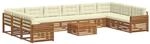 vidaXL Sofagarnituren 11 Tlg Natur und Creme Massivholz Akazie 3374255