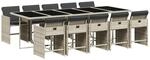 vidaXL 11-Tlg Garten-Essgruppe mit Kissen Hellgrau Poly Rattan 3211115