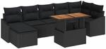 vidaXL Garten Essgruppe mit Kissen 8-Tlg Schwarz und Braun 3349869