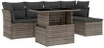 vidaXL 6-tlg Garten-Sofagarnitur mit Kissen Grau Poly Rattan Modell 159