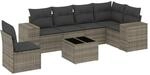 vidaXL 7-Tlg Garten-Sofagarnitur mit Kissen Grau Poly Rattan 3222639